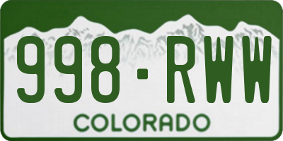 CO license plate 998RWW