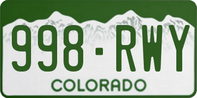 CO license plate 998RWY