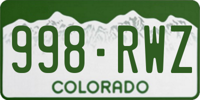 CO license plate 998RWZ