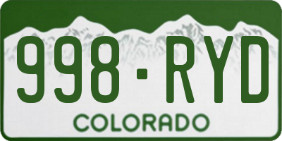 CO license plate 998RYD