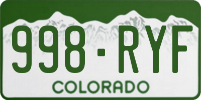 CO license plate 998RYF