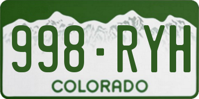 CO license plate 998RYH