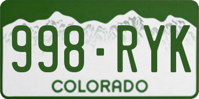 CO license plate 998RYK