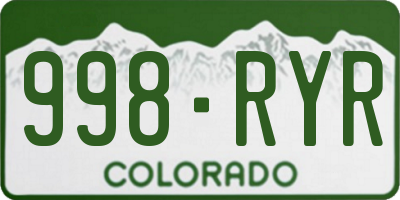 CO license plate 998RYR