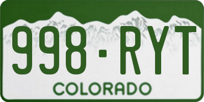 CO license plate 998RYT