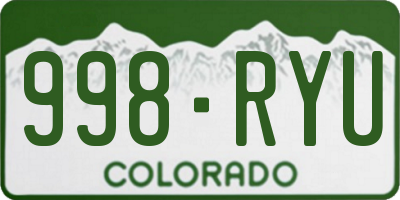 CO license plate 998RYU