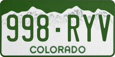 CO license plate 998RYV