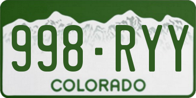 CO license plate 998RYY