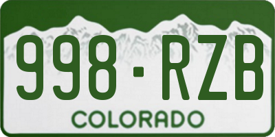 CO license plate 998RZB