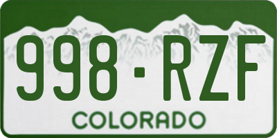 CO license plate 998RZF
