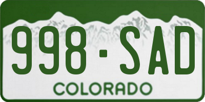 CO license plate 998SAD