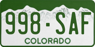 CO license plate 998SAF