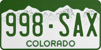 CO license plate 998SAX
