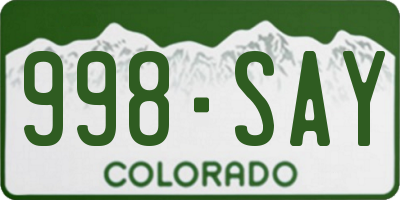 CO license plate 998SAY