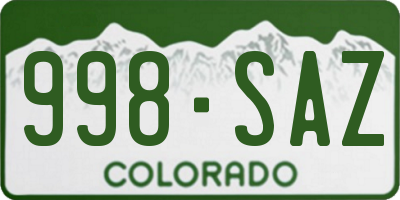 CO license plate 998SAZ