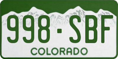 CO license plate 998SBF
