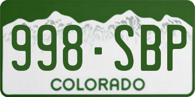 CO license plate 998SBP