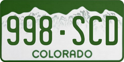 CO license plate 998SCD