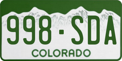 CO license plate 998SDA