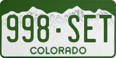 CO license plate 998SET