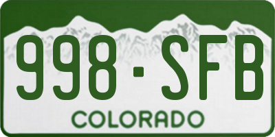 CO license plate 998SFB