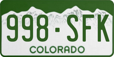 CO license plate 998SFK