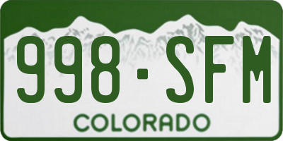 CO license plate 998SFM