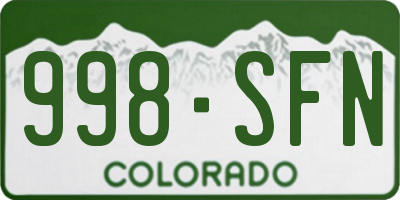 CO license plate 998SFN