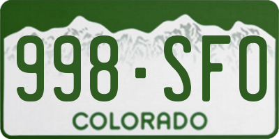 CO license plate 998SFO