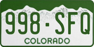 CO license plate 998SFQ
