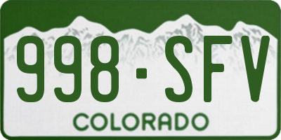 CO license plate 998SFV