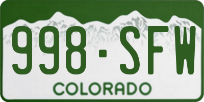 CO license plate 998SFW