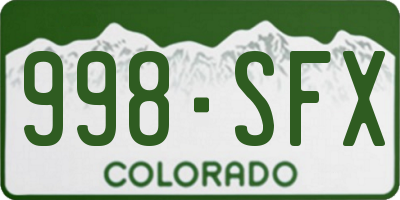 CO license plate 998SFX