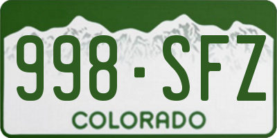 CO license plate 998SFZ