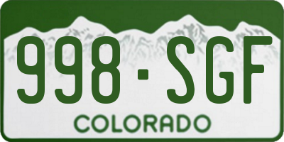 CO license plate 998SGF