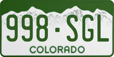 CO license plate 998SGL