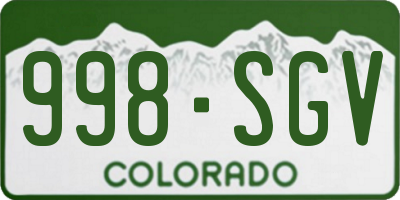 CO license plate 998SGV