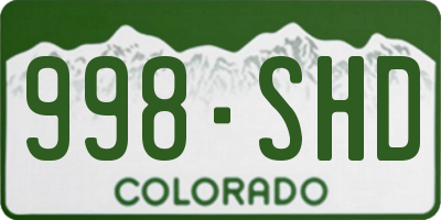 CO license plate 998SHD