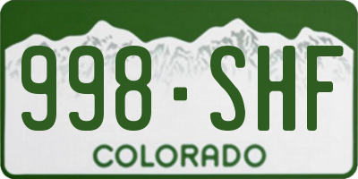 CO license plate 998SHF