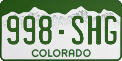 CO license plate 998SHG