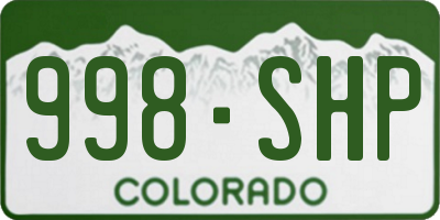 CO license plate 998SHP