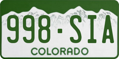 CO license plate 998SIA