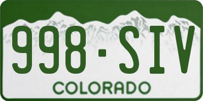 CO license plate 998SIV
