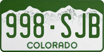 CO license plate 998SJB