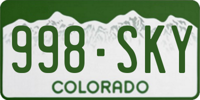 CO license plate 998SKY