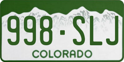 CO license plate 998SLJ