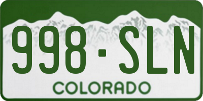 CO license plate 998SLN
