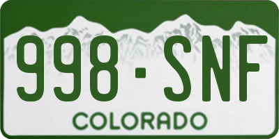 CO license plate 998SNF