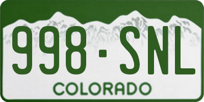 CO license plate 998SNL