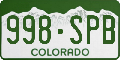 CO license plate 998SPB